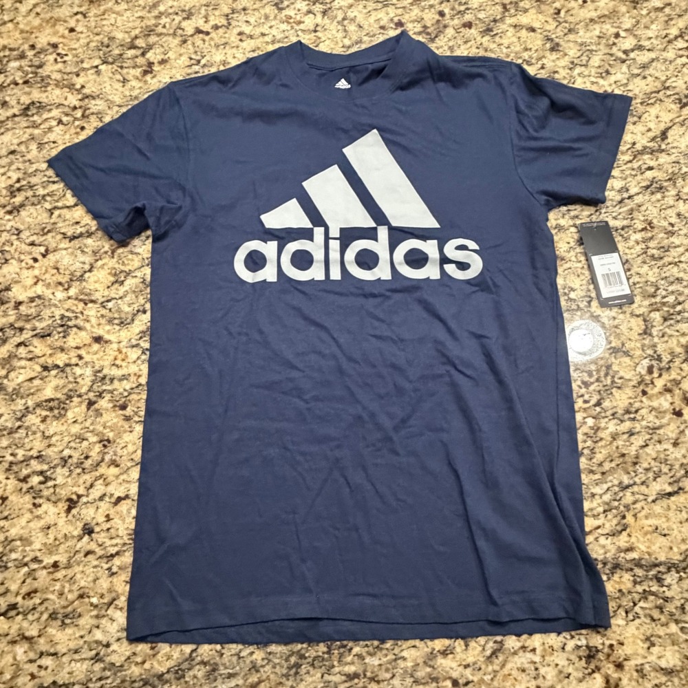 NEW Adidas Golf Mens Logo Tee Navy Blue Grey Short Sleeve T-Shirt Small ws
